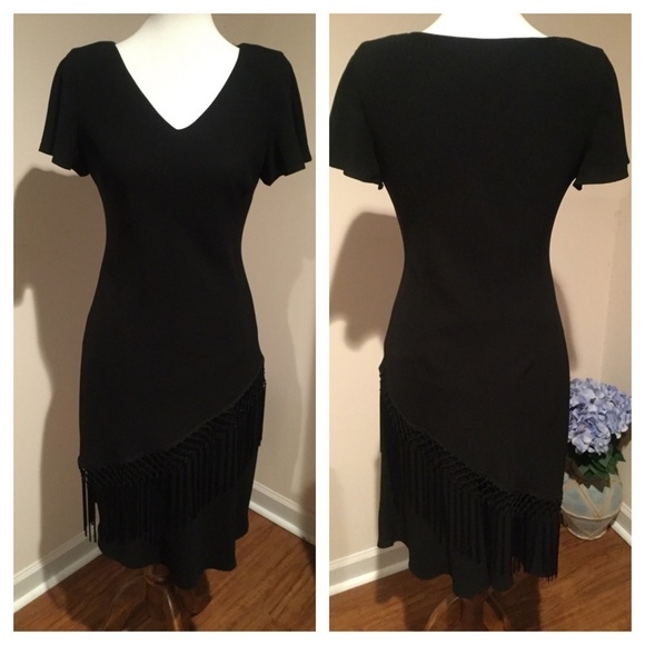 SL Fashions Little Black fringed Dress - Picture 2 of 6